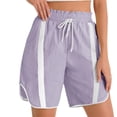 thumbnail image 1 of Summer Elastic Waist Women Drawstring Color Block Straight Cargo Shorts, 1 of 5
