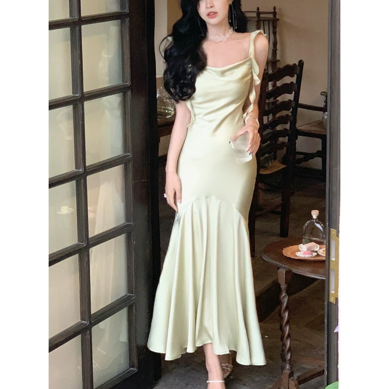 Straps Colorful Mermaid Party Midi Dress Straps Colorful Mermaid Party Midi Dress