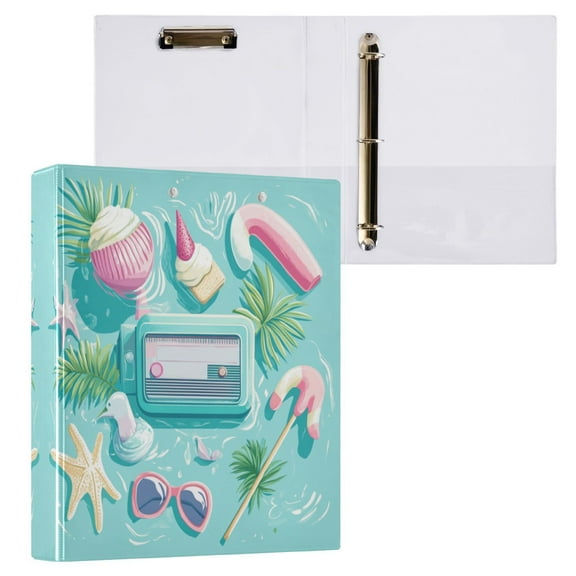 Summer Elements 3 Ring Hardcover Binders 1.5in Round Rings for Letter-Size Folder Paper Organizer Pockets for Office Student Recipe