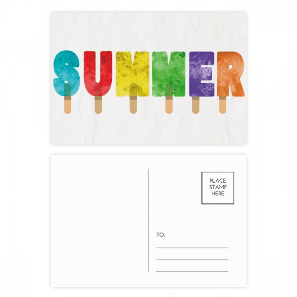Summer English Word Popsicles Ice Postcard Set Birthday Mailing Thanks Greeting Card