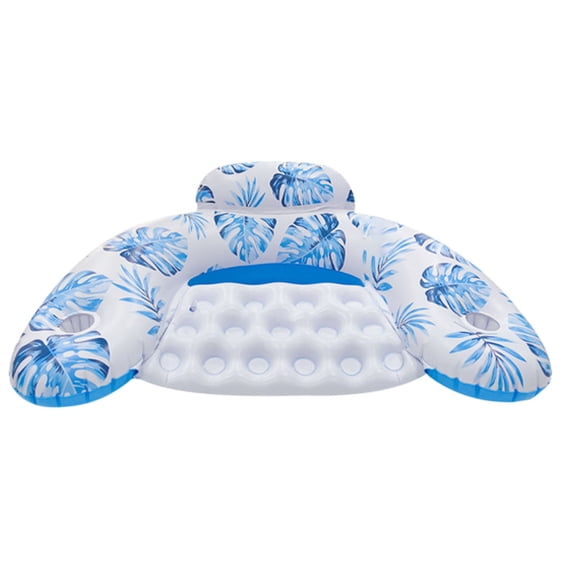 Summer Environmentally Friendly PVC Printed Pool Floating Bed With Cup Holders Back Recliner-shaped Seat Inflatable Floating Rows