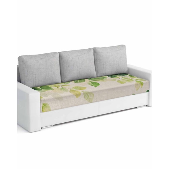 Summer Eucalyptus Leaf Sofa Couch Cushion Covers Washable, Removable Stretchable Sectional Couch Covers, Vintage Spring Nature Vines Slipcovers for L & T Shape Sofa Furniture Protector L Size 1 pc