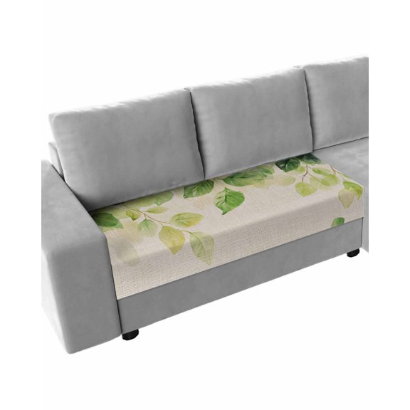 Summer Eucalyptus Leaf Sofa Couch Cushion Covers Washable, Removable Stretchable Sectional Couch Covers, Vintage Spring Nature Vines Slipcovers for L & T Shape Sofa Furniture Protector M Size 1 pc