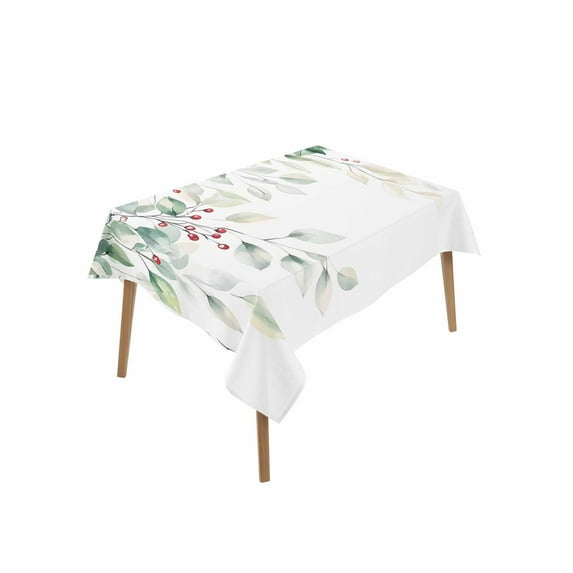 Summer Eucalyptus Leaves Rectangle Tablecloth, Spring Botanical Farmhouse Waterproof & StainResistant Tablecloth, Washable Oil-proof Table Cover for Dining/Party/Wedding/Camping/Buffet 60x102 In
