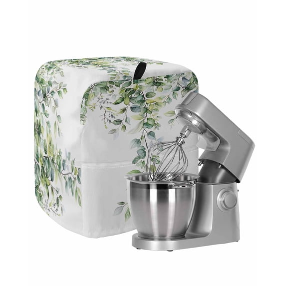 Summer Eucalyptus Leaves Stand Mixer Dust Cover with Storage Pocket & Handles, Pastoral Rustic Botanical Fits All Tilt Head & Bowl Lift Kitchen Appliance Cover Organizer Bag Accessories, 6-8 Quart