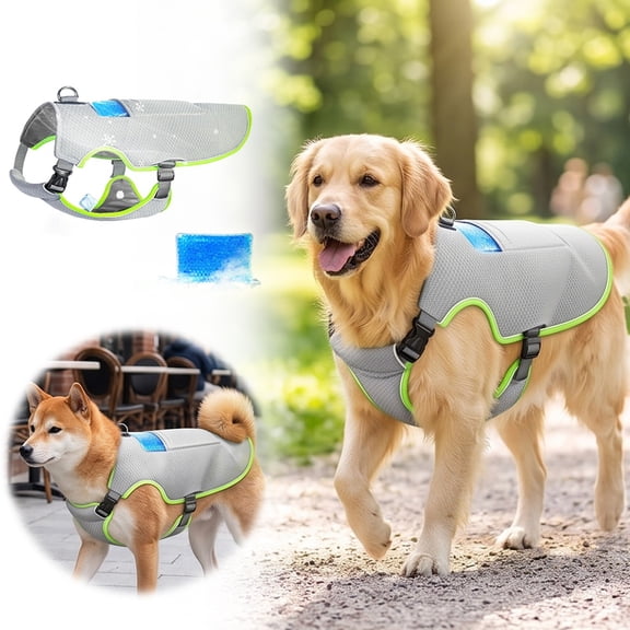 Summer Evaporative Cooling Dog Vest, Lightweight Reflective Pet Training Gear for Outdoor Walking Hiking,S
