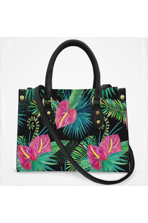 Summer Exotic Floral Tropical Palm Leaves Cross Body Bags For Women Small Leather Female Handbags Fashion Top-Handle Totes