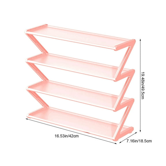 Summer Fall Saving 4-Layer Shoe Rack Independent Shoe Cabinet With Thickened Steel Pipe Multi-Functional Entrance Shoe Cabinet Corridor Shoe Cabinet Pink Free Size