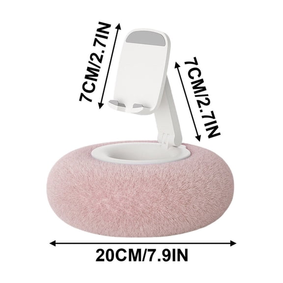 Summer Fall Saving Furry Bowl Phone Adjustable Rotating Stand Tablet Pillow Phone Stand Pink