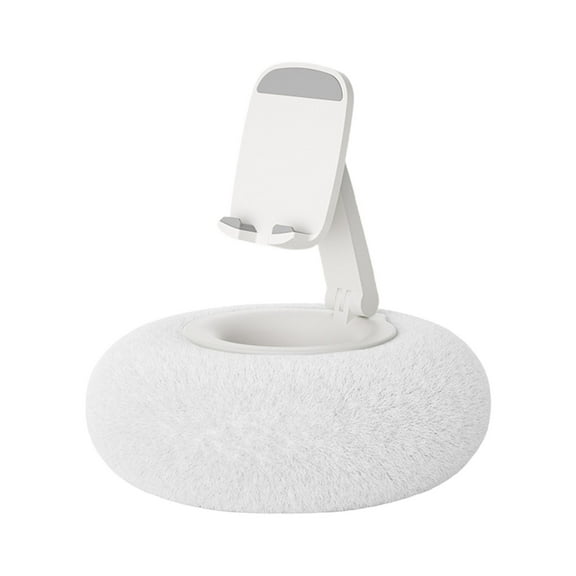 Summer Fall Saving Furry Bowl Phone Adjustable Rotating Stand Tablet Pillow Phone Stand White