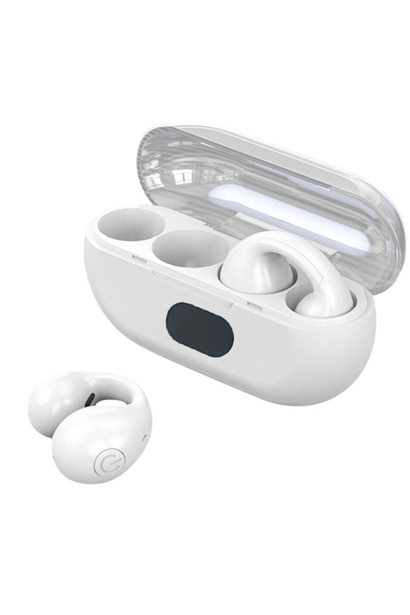 Summer Fall Saving Wireless Ear Clip Headphones Bluetooth Mini Sports Running Earring Headphones Open Ear In Ear Headphones Wireless Earbuds With Earhook White