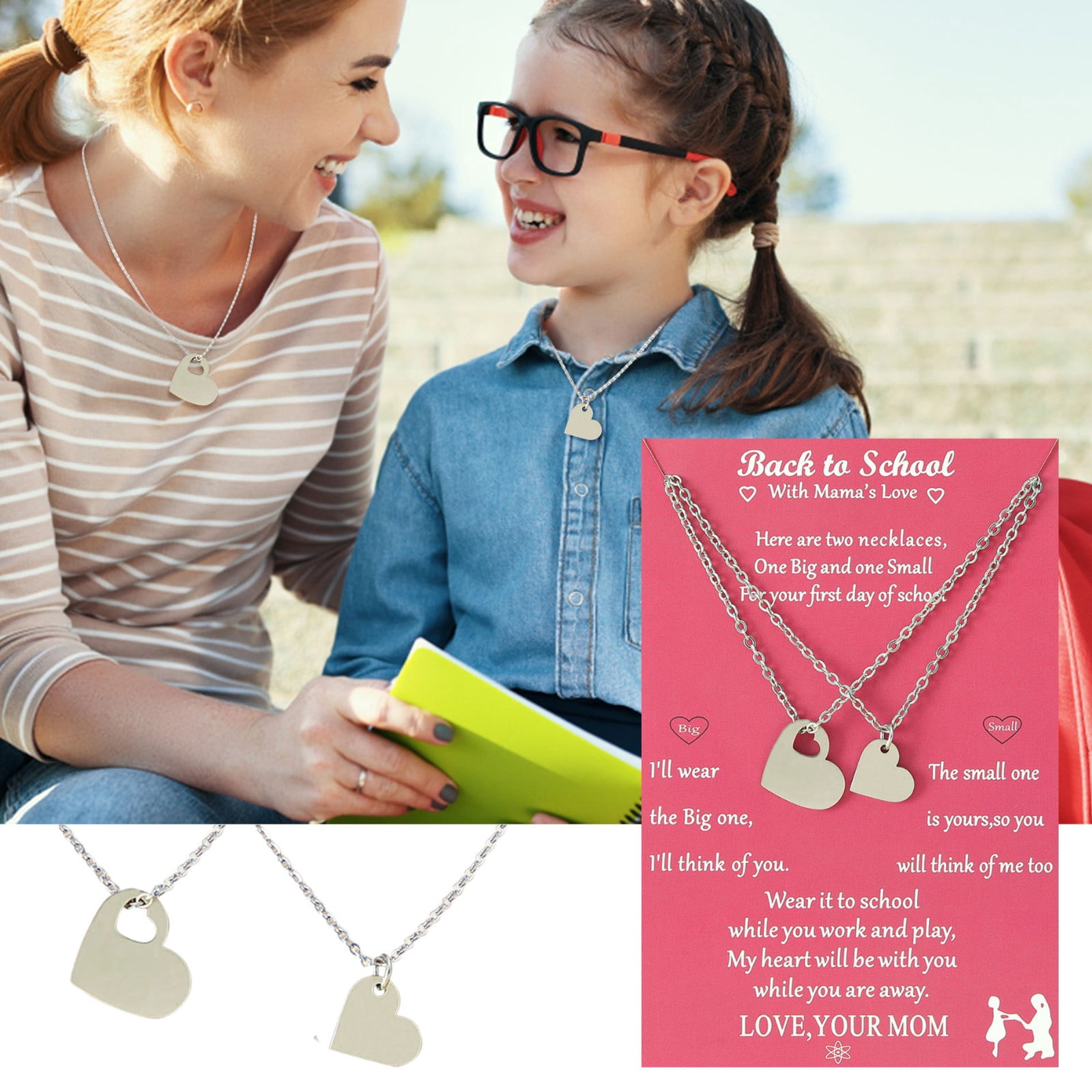 Summer Fall Women Heart Necklace Sisters Necklace Heart Hollow Necklace