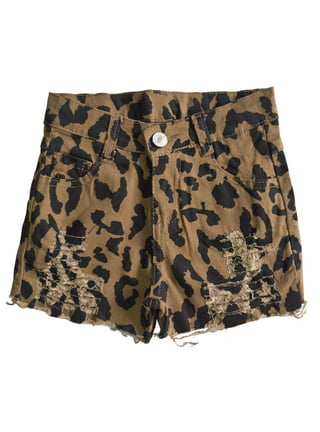 Leopard Print Denim Shorts