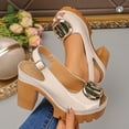 thumbnail image 1 of Summer Fashion Beach Sandals For Woman Casual Summer Solid Color Fish Mouth Head Style High Heels Spring And Summer Shoes Khaki∣ Size 6, 1 of 9