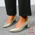 thumbnail image 1 of Summer Fashion Beach Sandals For Woman Casual Comfortable Plus Size Work Shoes Solid Color Pointed Toe Heel Block Heel High Heels Sandals For Women Gold∣ Size 5.5, 1 of 9