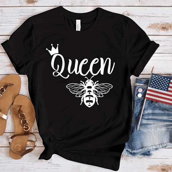 Summer Fashion Bee Queen Print T Shirt Women Graphic Hot Streetwear T Shirt Loose Clothes