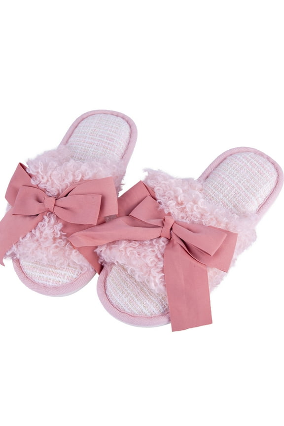 Summer Fashion Big Pink Bow Slippers for Women Memory Foam House Bedroom Elegant Lady Crossbands Slide Slipper Shoes Comfy Trendy Gift Slippers