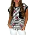 thumbnail image 1 of Summer Fashion: Black Stripe Casual Tank Top with Patched Pocket and Sequins | [ZhiHiMeRi] | (US 4-6)S, 1 of 11