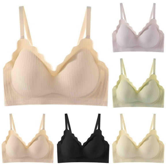Summer Fashion Bras for Women No Underwire Plus Size Seamless Thin Without Rims Soft Support Gathered Breathable Underwear Daily