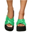 thumbnail image 1 of Summer Fashion Cross Straps Thick Bottom Non-slip Wedge Slippers, 1 of 4