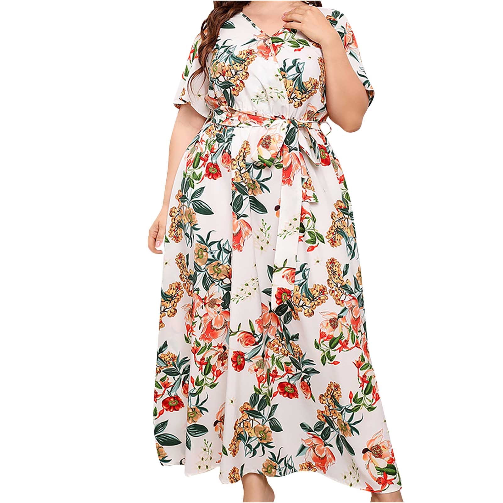 HICISI Women's Plus Size Summer Maxi Dress – Puff Sleeve, Smocked Bust, Flowy A-Line With Side Slit