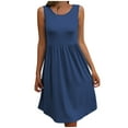 thumbnail image 1 of Summer Fashion Dresses for Womens 2024 Plus Size Round Neck Loose Oversized Dress Solid Color Casual Sleeveless Midi Dress Gift for Women Womens Plus $15 & Under, 1 of 4