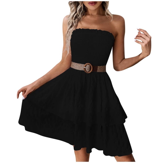 Summer Fashion Dresses for Women 2024 Plus Size Sexy Strapless And Slimming Holiday Dress