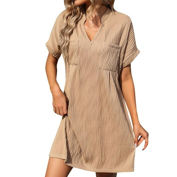 Summer Fashion Dresses for Women 2024 Plus Size Solid Color Loose Fitting Dress
