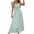 thumbnail image 1 of Summer Fashion Dresses for Women 2024 Plus Size Spring And V-neck Waist Full Skirt Ruffled Elegant Dress Sleeveless V-neck Ankle Dress, 1 of 8