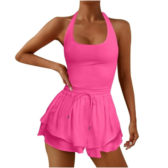 Summer Fashion Jumpsuits for Women Dressy Plus Size Breathable Comfortable Sports Solid Color Sleeveless Outdoor Backcross Yoga Dress Tennis Dress