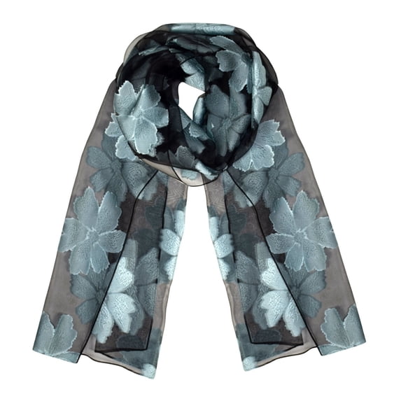 Summer Fashion Lightweight Floral Embroidered Burnout Scarf