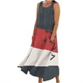 thumbnail image 1 of Summer Fashion Maxi Beach Dresses for Womens 2025 Sleeveless And Linen Round Neck Printed Long Dress, 1 of 5