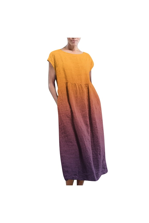 Summer Fashion Maxi Beach Dresses for Womens 2025 Sleeveless Maxi Pockets Linen Loose Baggy Kaftan Long Dress