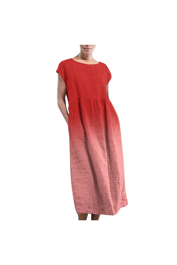 Summer Fashion Maxi Beach Dresses for Womens 2025 Sleeveless Maxi Pockets Linen Loose Baggy Kaftan Long Dress