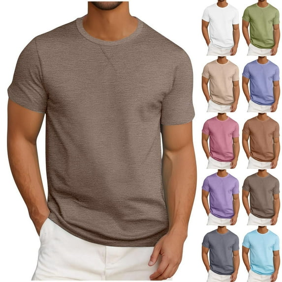 Father's Day Gift Summer Fashion Mens T-shirts Plus Size Fitness Home Wear Pajamas Solid Color Sports Price Reduction Alert:50% Off!