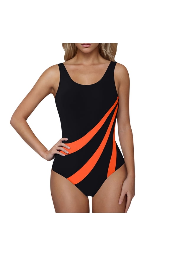 Summer Fashion One Piece Tankini Swimsuit for Womens Plus Size Solid Color Backless Fashion Casual Swimsuit