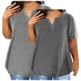 thumbnail image 1 of Summer Fashion Oversize Shirts for Womens 2PC V-neck Solid Color Oversized T-shirt Top, 1 of 3