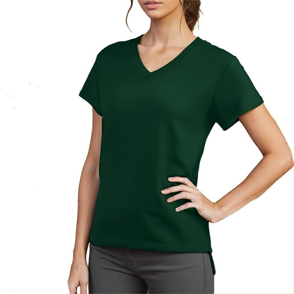 Summer Fashion Oversize Shirts for Womens Solid Color Casual Bate Sleeve Round Neck Short Sleeved Top