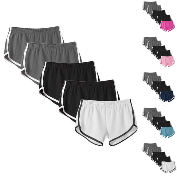 Summer Fashion Plus Size Biker Shorts women Trendy Clothes 2025 5PC Elastic Waist Solid Casual Outing Pants Up to 65% off!