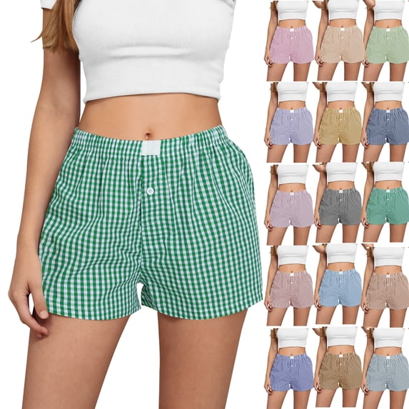 Summer Fashion Plus Size Biker Shorts women Trendy Clothes 2026 Casual And Comtable High Waist Loose Wide Leg Retro Checkered
