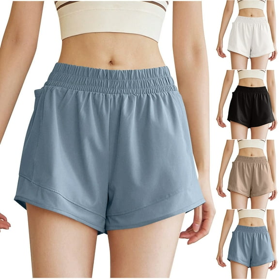 Summer Fashion Plus Size Biker Shorts women Trendy Clothes 2025 Sports Loose Drying Exposure Fake Two-piece Solid Color Elastic Waist Up to 65% off!