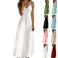 thumbnail image 1 of Summer Fashion Plus Size Dresses for Women Trendy Clothes 2025 Solid Color V-neck Adjustable Strap Up to 65% off!, 1 of 7