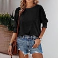 thumbnail image 1 of Summer Fashion Plus Size Long Tee Casual Loose Fit Round Neck With Stylish Sleeve Detail Long Sleeve Tee for Women Womens Athletic Clothes Stretch Tee Medium Sleeve Long Sleeve Undershirt for Women, 1 of 2