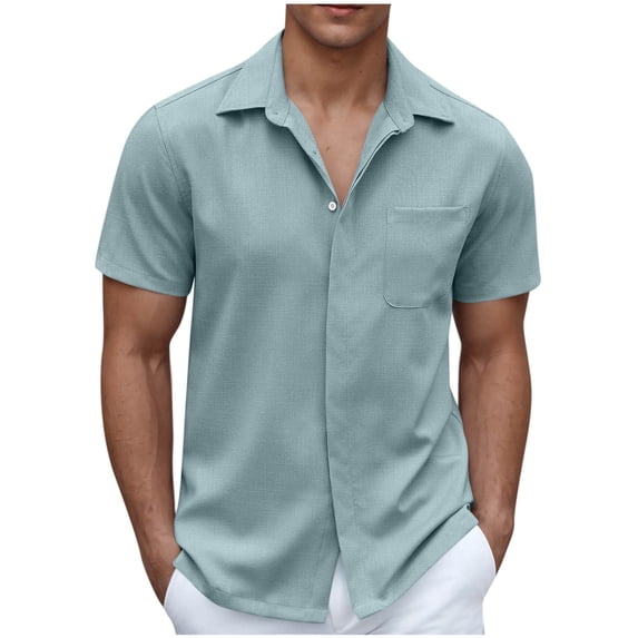 Summer Fashion Plus Size Tops for Men Casual Turndown Collar Printing Short Sleeve Button Shirt Blouse