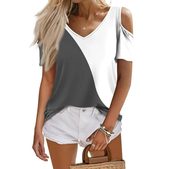 Summer Fashion Plus Size Tops for Womens 2025 Casual Comfortable Print Short Sleeved Off-the-shoulder Blouse T-Shirt Top