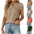 thumbnail image 1 of Summer Fashion Plus Size Tops for Womens 2025 Casual Tops Business Work Blouses Button Shirts Short Sleeve V Neck T-shirt, 1 of 6