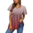 thumbnail image 1 of Summer Fashion Plus Size Tops for Womens 2025 Casual V-neck Gradient Printed Short Sleeved Top, 1 of 5