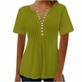thumbnail image 1 of Summer Fashion Plus Size Tops for Womens 2025 Printed V-neck Button Up Short Seeved Top, 1 of 4