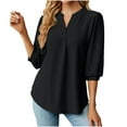 thumbnail image 1 of Summer Fashion Plus Size Tops for Womens 2025 Short Sleeve V-Neck Solid Casual Elastic Comfy Blouse Shirt, 1 of 4