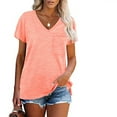 thumbnail image 1 of Summer Fashion Plus Size Tops for Womens 2025 V-Neck Short Sleeve Lace Tops T-Shirt Tees Loose Short Blouse, 1 of 8